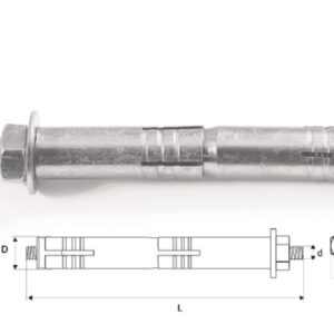 Kotwa stalowa dwurozporowa SŁR 2 10x100mm-14x340mm